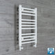 With Straight Inline Valves 600 x 350 Heated Towel Rail Radiator Flat White