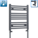 With Straight Inline Valves 600 x 500 Heated Anthracite Sand Grey Towel Radiator