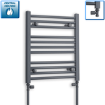 With Straight Inline Valves 600 x 500 Heated Anthracite Sand Grey Towel Radiator