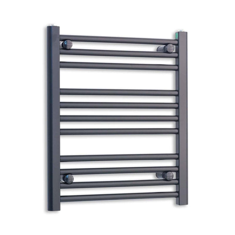 Matt Black Heated Towel Rail Dimensions - 500mm Pipe Centre, 550mm Overall Width