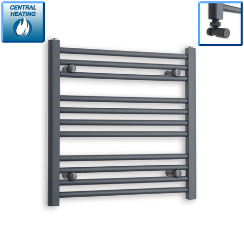 With Angled Valves 600 x 600 Heated Straight Anthracite-Sand Grey Towel Rail