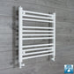 With Straight Inline Valves 600 x 700 Heated Towel Radiator Flat White Central Heating