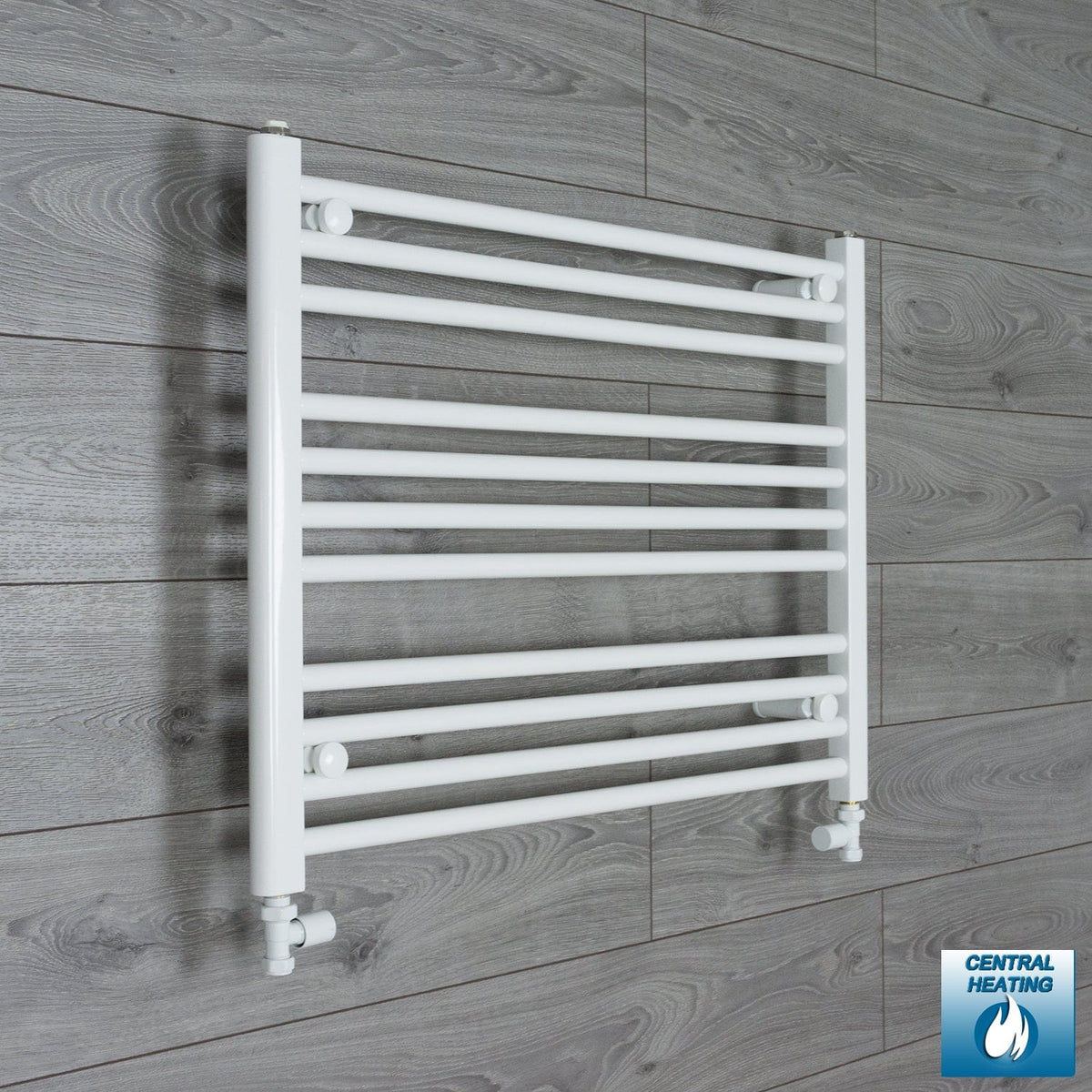 With Straight Inline Valves 600 x 750 Heated Towel Rail Radiator Flat White Central Heating