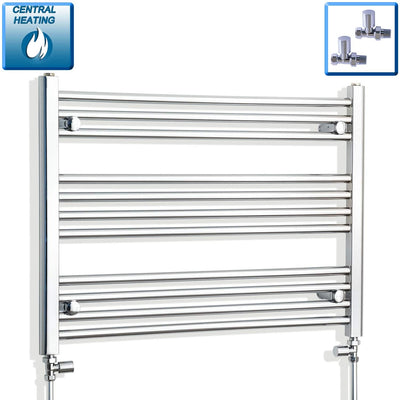 600x800mm Heated Straight Towel Rail Radiator Chrome
