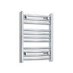 Without Valves 600mm High x 500mm Wide Heated Curved Towel Radiator Chrome
