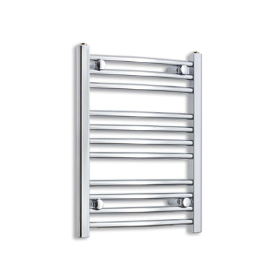 600mm High x 500mm Wide Heated Curved Towel Radiator Chrome