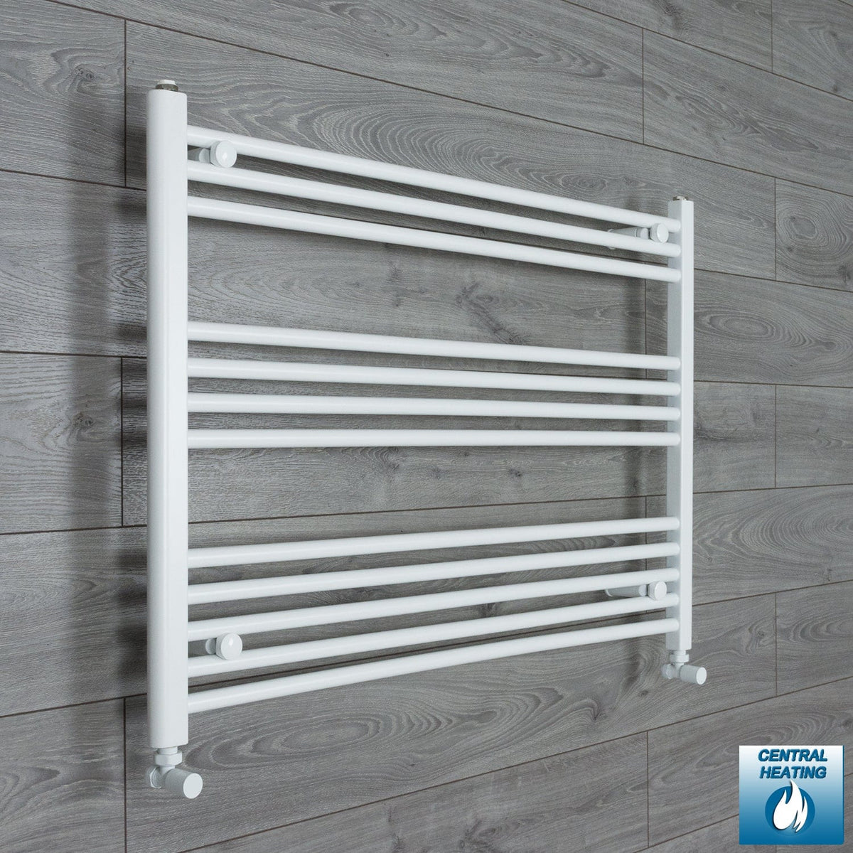 With Angled Valves 700 x 1000 Heated Towel Radiator Flat White Central Heating