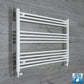With Straight Inline Valves 700 x 1000 Heated Towel Radiator Flat White Central Heating