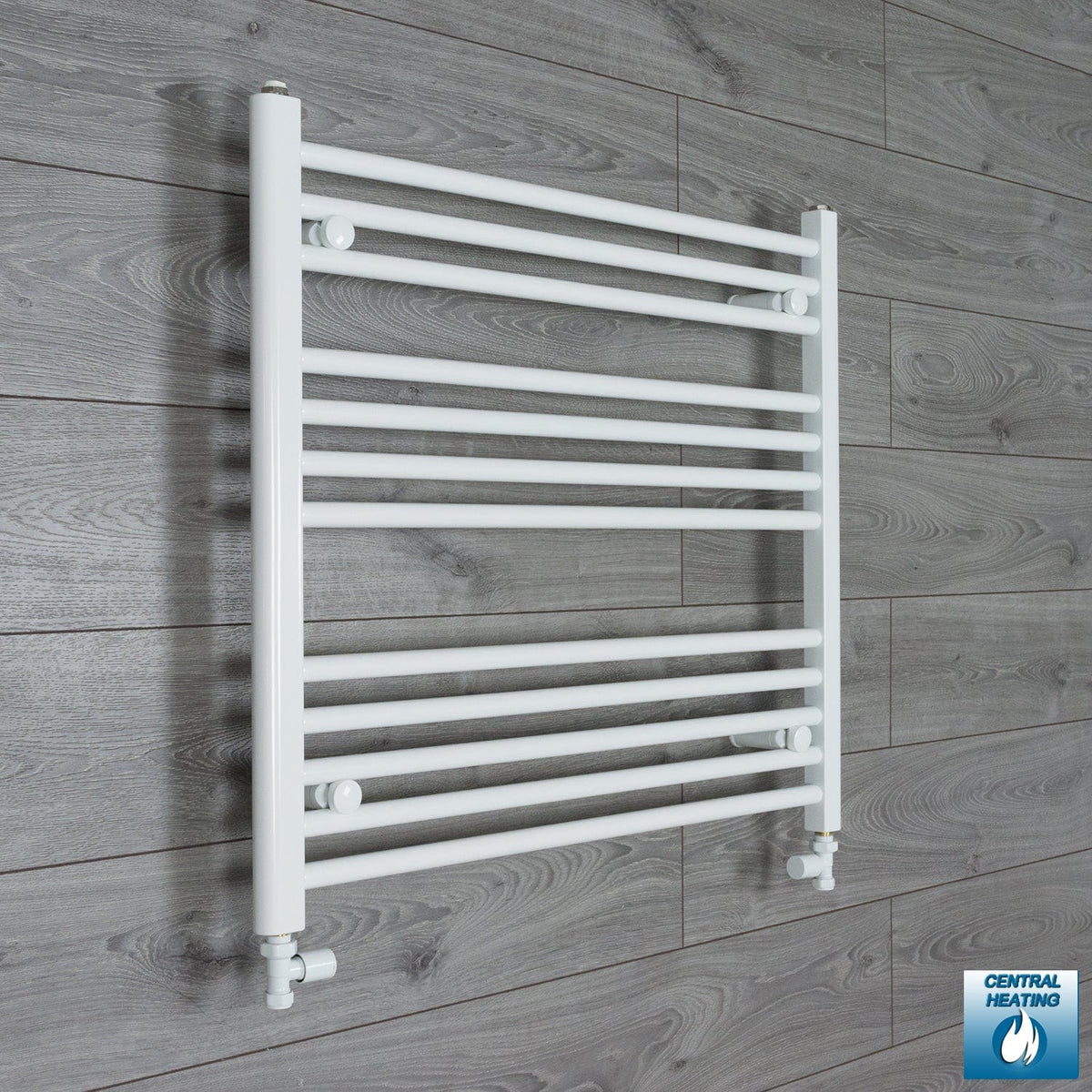 With Straight Inline Valves 700 x 900  Heated Towel Rail Radiator Flat White Central Heating