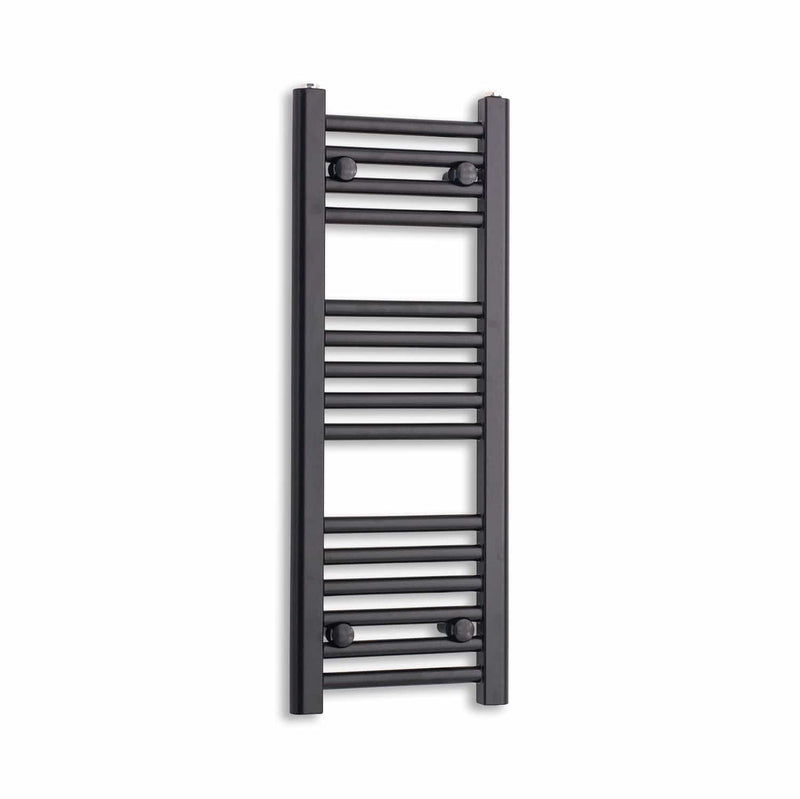 Without Valves 800 mm High x 300 mm Wide Flat Black Heated Towel Radiator