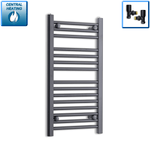 With Angled Valves 800 mm High x 400 mm Wide Heated Towel Radiator Flat Black