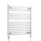 With Straight Inline Valves 800 mm High x 750 mm Wide Heated Curved Towel Rail Chrome