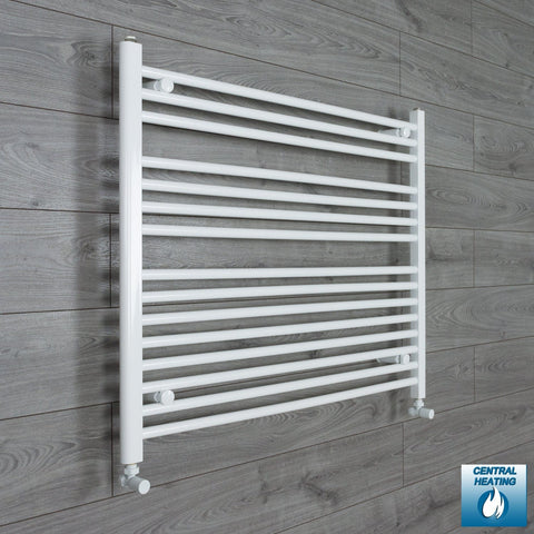 With Angled Valves 800 x 1200 Heated Towel Rail Radiator Flat White Central Heating