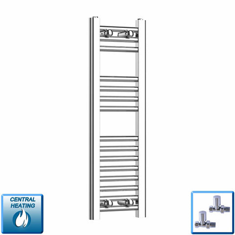 With Straight Inline Valves 800 x 200 Heated Straight Towel Rail Radiator Chrome