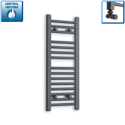 With Angled Valves 800 x 300 Heated Straight Anthracite-Sand Grey Towel Rail