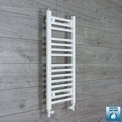 With Straight Inline Valves 800 x 300 Heated Towel Rail Radiator Flat White