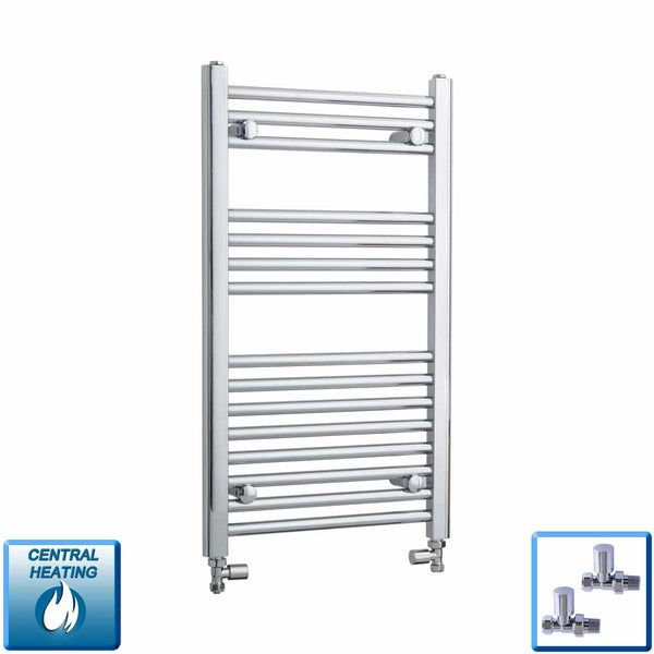 Straight / With Straight Inline Valves 800 x 400 Heated Flat or Curved Towel Radiator Chrome