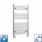 Straight / With Straight Inline Valves 800 x 400 Heated Flat or Curved Towel Radiator Chrome
