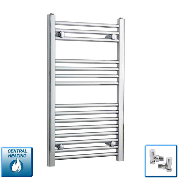 Straight / With Angled Valves 800 x 400 Heated Flat or Curved Towel Radiator Chrome