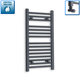 With Angled Valves 800 x 400 Heated Straight Anthracite-Sand Grey Towel Rail