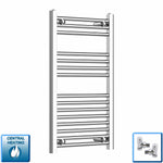 Straight / With Angled Valves 800 x 500 Heated Flat or Curved Towel Radiator Chrome