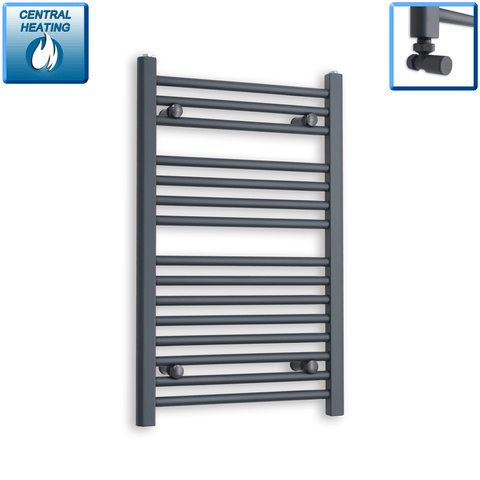 With Angled Valves 800 x 500 Heated Straight Anthracite-Sand Grey Towel Rail