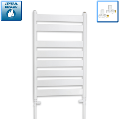 800x500mm White Heated Flat Panel Towel Rail Radiator Central Heating