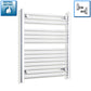 With Angled Valves 800 x 650 Heated Straight Towel Radiator Chrome