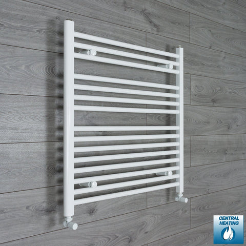 With Angled Valves 800 x 750 Heated Towel Rail Radiator Flat White Central Heating