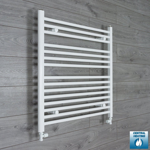 With Straight Inline Valves 800 x 750 Heated Towel Rail Radiator Flat White Central Heating