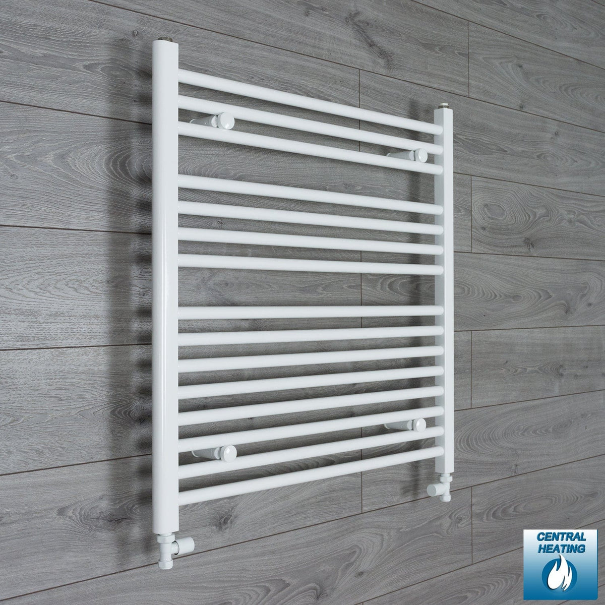 With Straight Inline Valves 800 x 900 Heated Towel Rail Radiator Flat White Central Heating