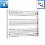 With Angled Valves 800 x 950 Heated Straight Towel Rail Radiator Chrome