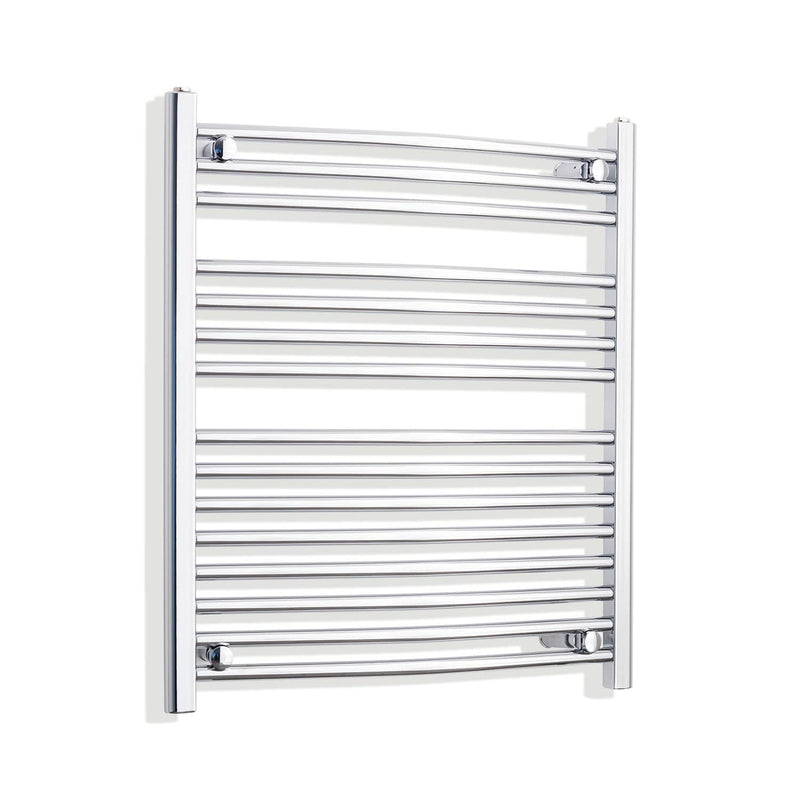 Without Valves 800mm High x 700mm Wide Heated Curved Towel Radiator Chrome