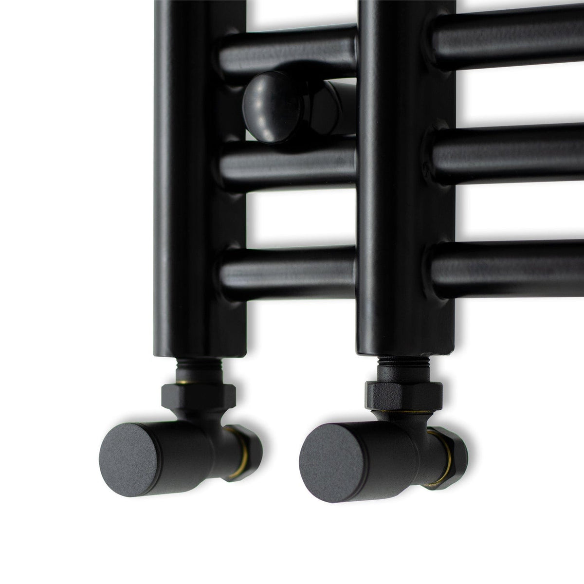 With Angled Valves 900 mm High x 500 mm Wide Difta Heated Towel Radiator Flat Black