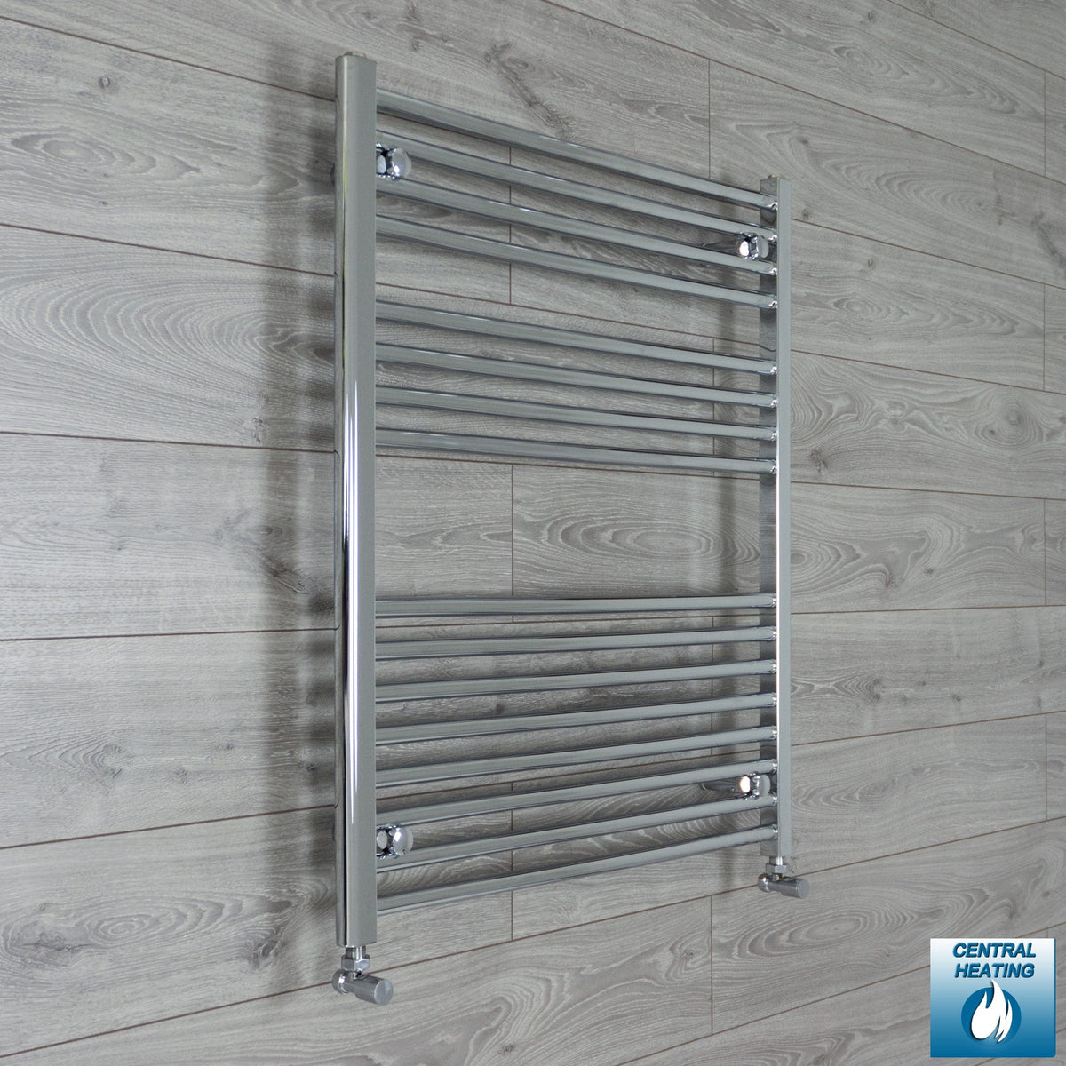 With Angled Valves 900 x 1000 Heated Straight Towel Rail Radiator Chrome