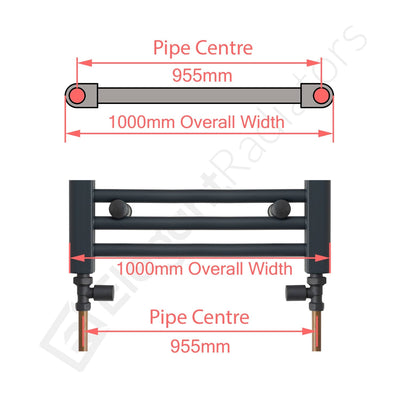900x1000mm Heated Straight Towel Rail Radiator Chrome