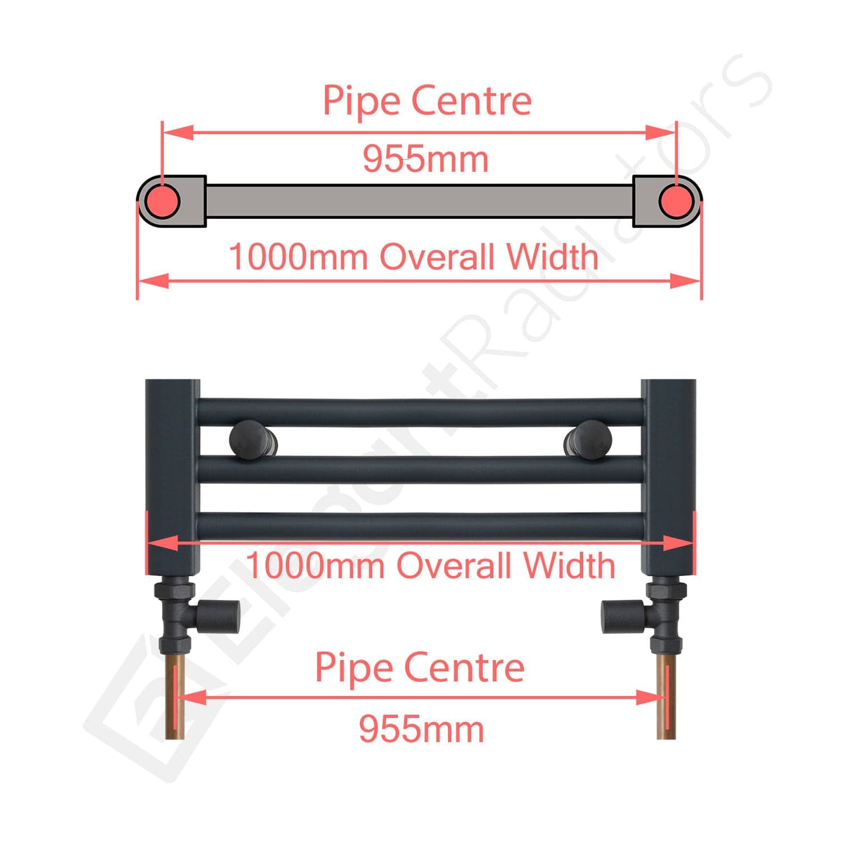 900 x 1000 Heated Straight Towel Rail Radiator Chrome