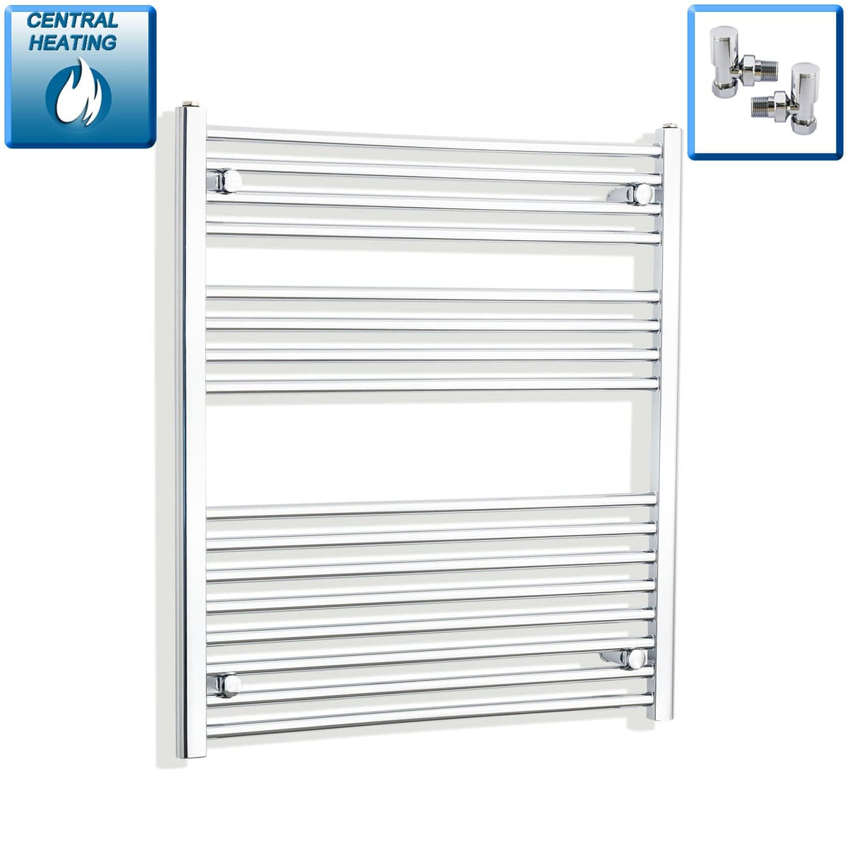 With Angled Valves 900 x 800 Heated Straight Towel Rail Radiator Chrome