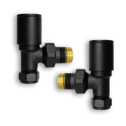 black angled manual valves