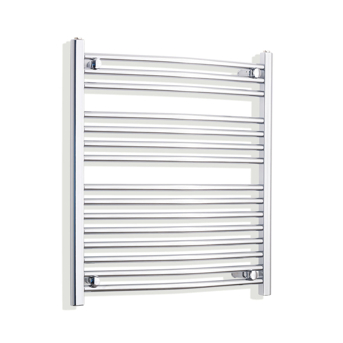 800 mm High x 700 mm Wide Heated Curved Towel Rail Radiator Chrome With Straight Valve