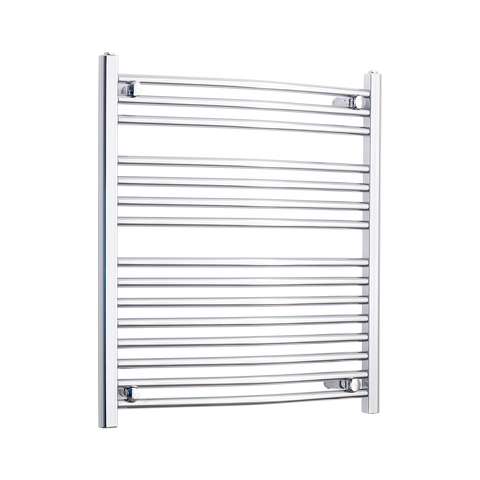 750mm x 800mm High Curved Chrome Towel Rail Radiator With No Valve