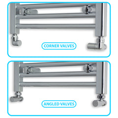 Towel Rad Corner and Angled Valve Difference