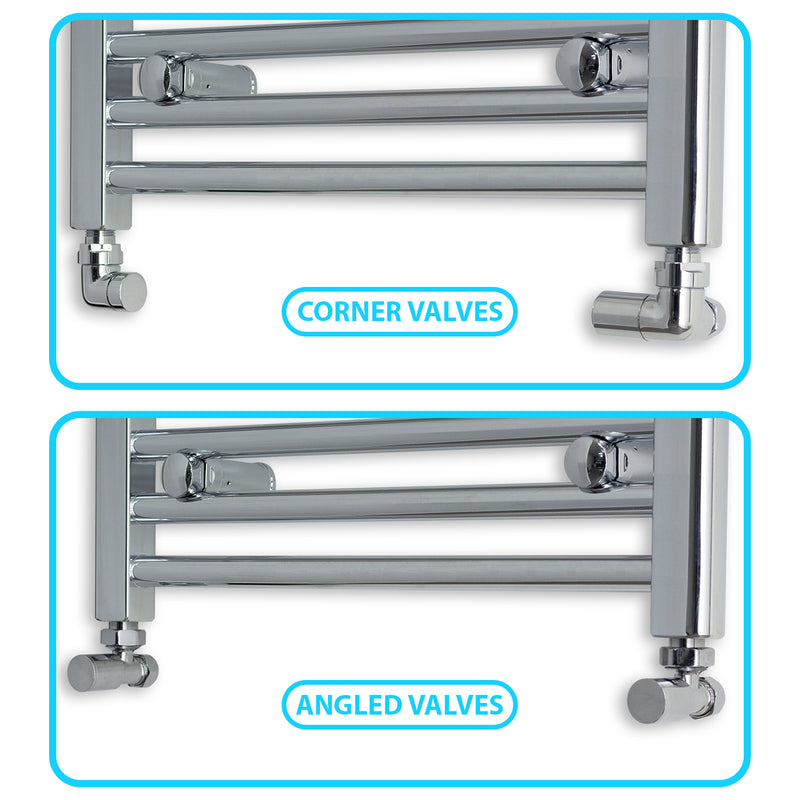 Towel Rad Corner and Angled Valve Difference