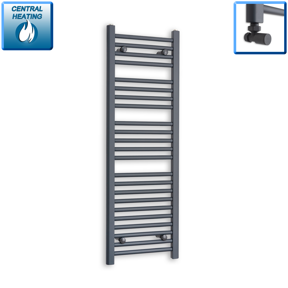 1200 x 400 Heated Straight Anthracite-Sand Grey Towel Radiator central heating
