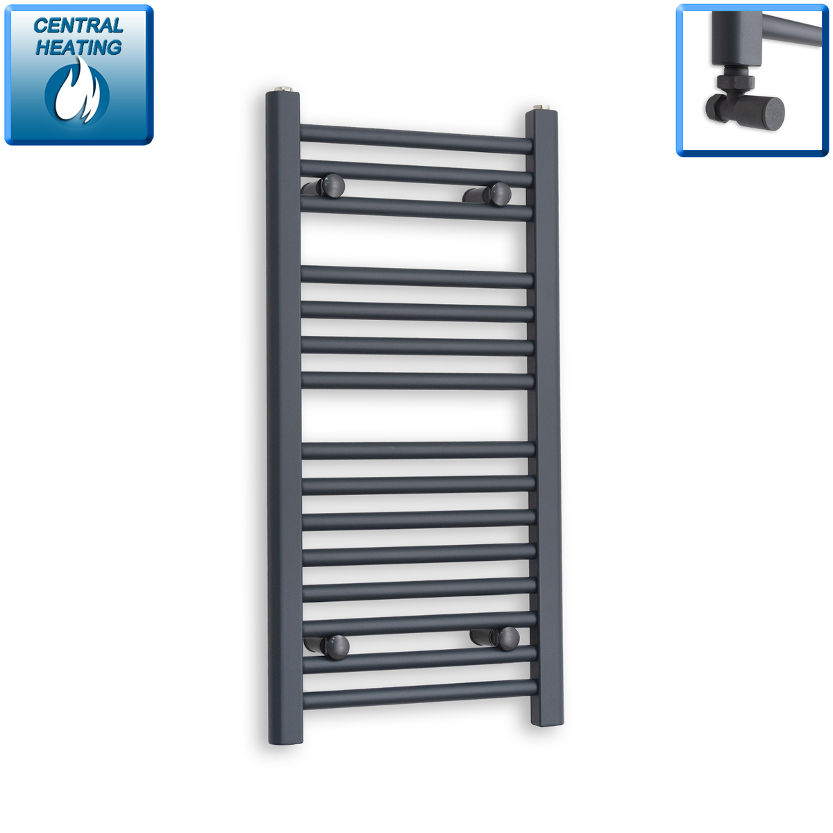 800 x 400 Heated Straight Anthracite-Sand Grey Towel Radiator central heating