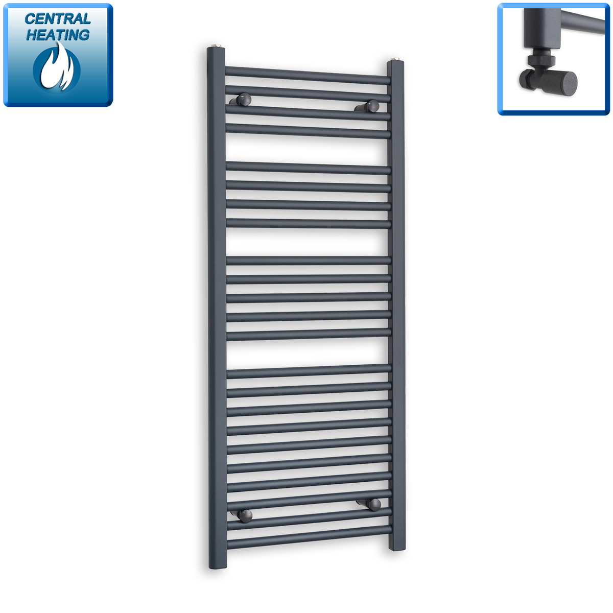 1200 x 500 Heated Straight Anthracite Towel Radiator central heating