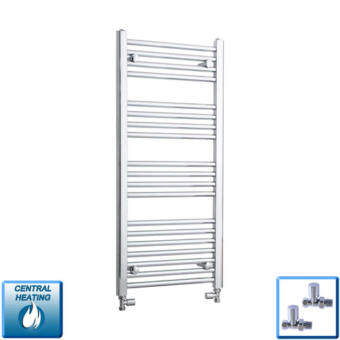 1000 mm High x 400 mm Wide Heated Flat or Curved Towel Radiator Chrome STRAIGHT VALVE
