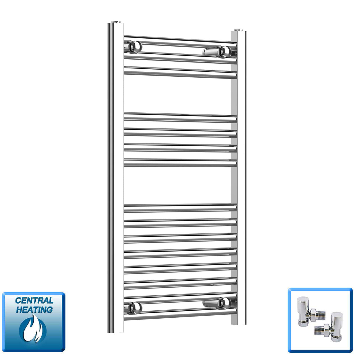 800mm High x 500mm Wide Heated Flat or Curved Towel Radiator Chrome