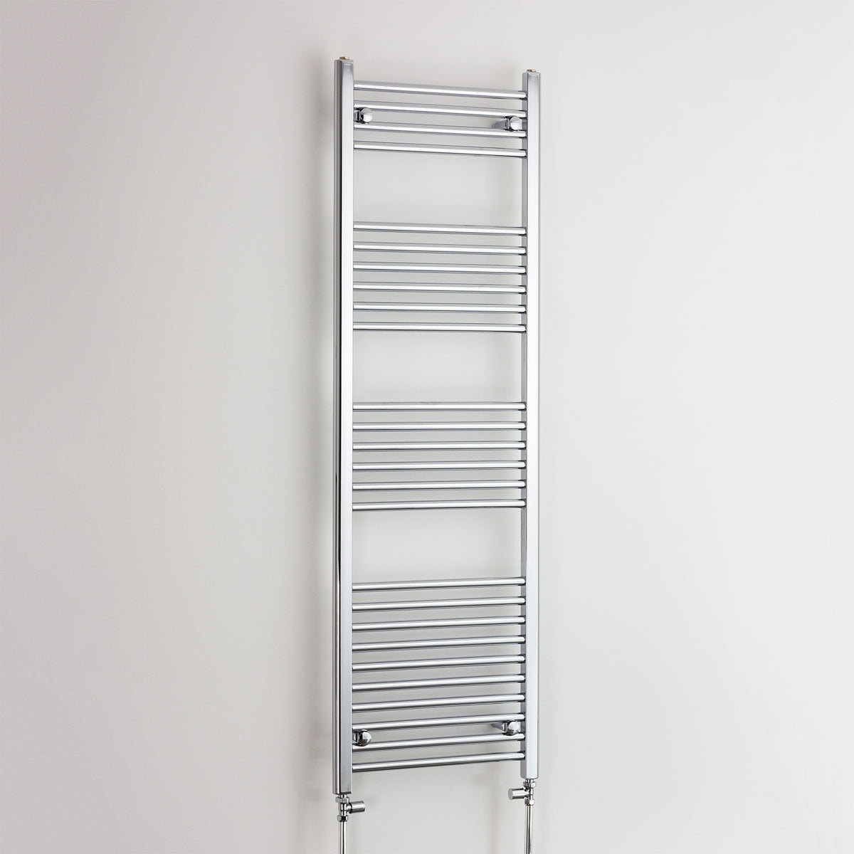 600mm Wide 1600mm High Chrome Towel Rail Radiator With Straight Valve