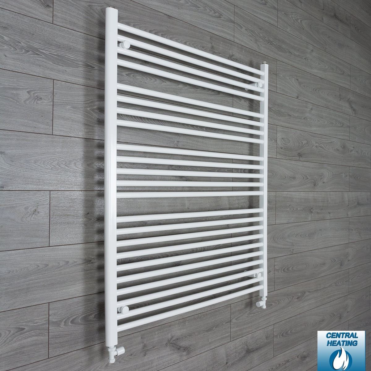 950mm Wide 1200mm High White Towel Rail Radiator With Straight Valve